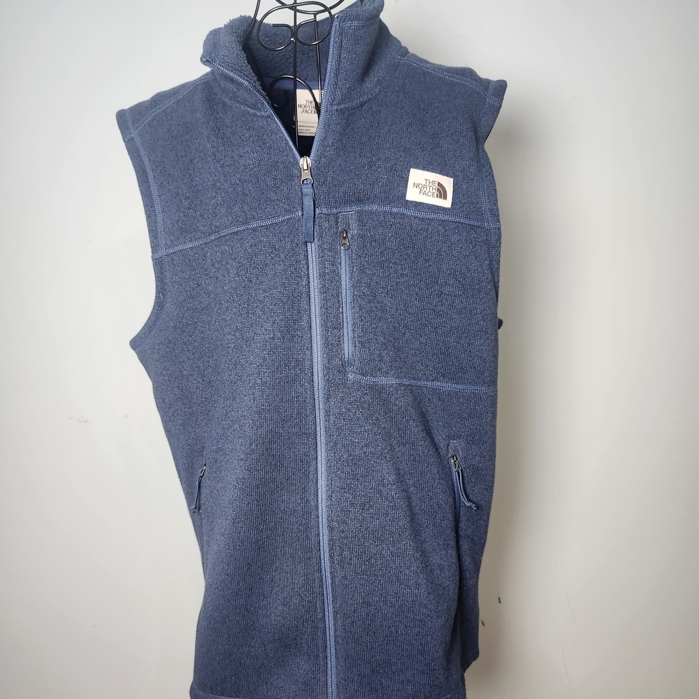 The North Face Blue Fleece Vest Mens Large Outdoor Hiking Full Zip